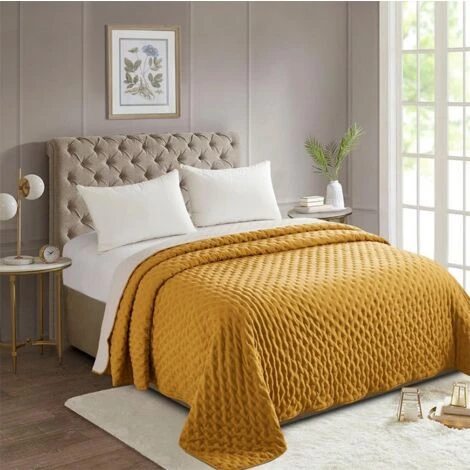 Dessus De Lit Bicolore Ocre 240x260 Atmosphera â Image 2