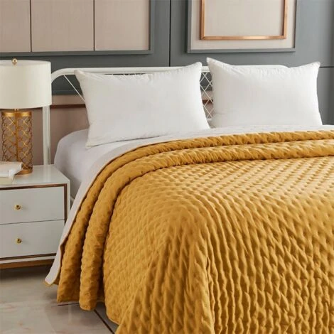 Dessus De Lit Bicolore Ocre 240x260 Atmosphera â Image 3