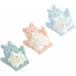 Gant De Bain Éponge Pour Enfants Dessin Animé Bébé Enfants Gants De Douche De Bain Éponge De Bain Marionnette De Bain Gant De Toilette Serviette Avec Des Dessins Danimaux (3 Pcs)