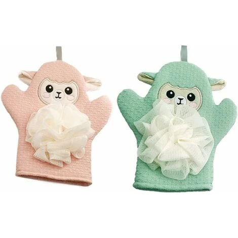 Dessin Animé Douche Gants Bébé Bain Baignage Gants Pour Enfants Serviettes De Bain à Double Usage 2pcs