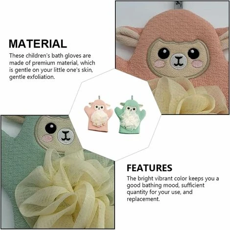 Dessin Animé Douche Gants Bébé Bain Baignage Gants Pour Enfants Serviettes De Bain à Double Usage 2pcs – Image 4