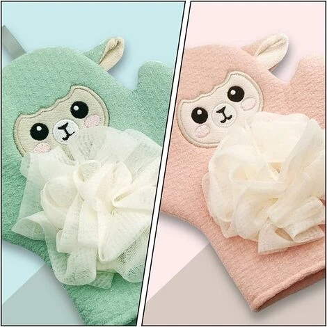 Dessin Animé Douche Gants Bébé Bain Baignage Gants Pour Enfants Serviettes De Bain à Double Usage 2pcs – Image 5