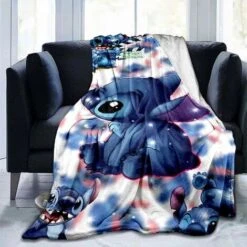 Cartoon Stitch Couverture Mode Cartoon Monster Flanelle Moelleux Polaire Couverture Enfants Et Adultes Cadeau Canapé Voyage Camping-2, Couverture De Qualité, 30inX50in-75X130cm Pratique