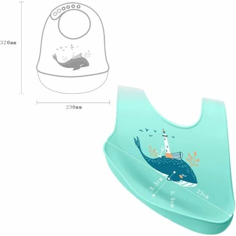 Bébé Bavoir Silicone Souple, Lot De 2 Bavoirs Imperméables En Silicone Facile à Nettoyer - Ultra Doux En Silicone - Avec Large Poche Attrape-miettes – Image 3