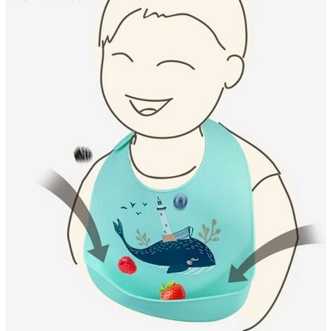 Bébé Bavoir Silicone Souple, Lot De 2 Bavoirs Imperméables En Silicone Facile à Nettoyer - Ultra Doux En Silicone - Avec Large Poche Attrape-miettes – Image 4