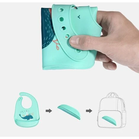 Bébé Bavoir Silicone Souple, Lot De 2 Bavoirs Imperméables En Silicone Facile à Nettoyer - Ultra Doux En Silicone - Avec Large Poche Attrape-miettes – Image 5