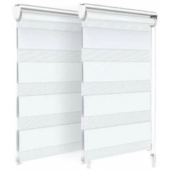 Lot De 2 Store Enrouleur Jour Nuit Double 50x150cm Blanc