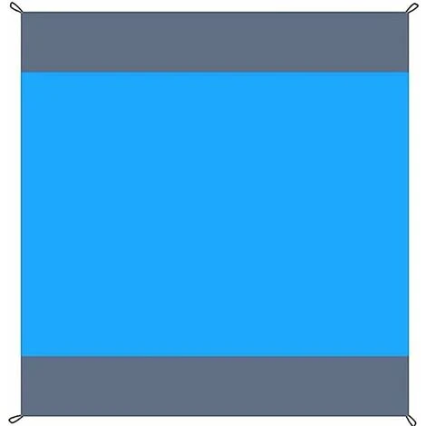 SVKBJROY Tapis De Plage Imperméable, Tapis De Plage 200 X 210cm Grande Couverture De Plage Imperméable Anti-Sable Avec 4 Piquets Pour Plage Voyage Camping Randonnée Pique-Nique Vacances, Gris + Bleu