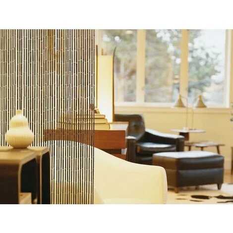 Rideau De Porte Bâtonnets De Bambou Vernis - Coloris Acajou - 90 X 200 Cm - Morel – Image 3