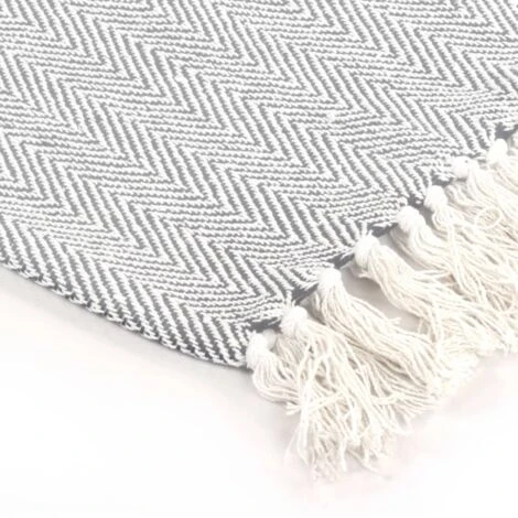 Couverture Coton à Chevrons 125x150 Cm Gris VidaXL – Image 4