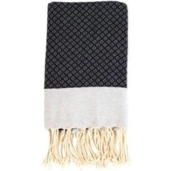 Fouta En Coton Petit Losange 100x200cm Bleu Marine