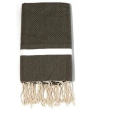 Fouta En Coton Tissage Nid D'abeille Spa 100x200cm Gris Foncé