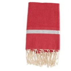 Fouta En Coton Tissage Nid D'abeille Spa 100x200cm Rouge