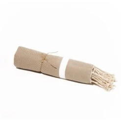 Fouta En Coton Tissage Nid D'abeille Spa 100x200cm Beige