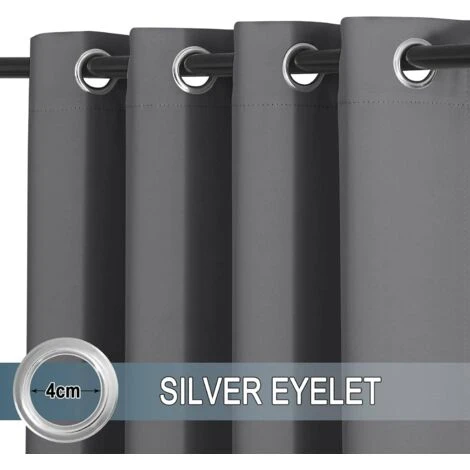 Rideau Pour Pergola - Rideaux D'Extérieur Lot De 2 Isolant Occultant Lumière Bloquer Imperméable Décoration Intérieur/Extérieur Jardin à Oeillets, L 132 X H 213 Cm, Gris – Image 3