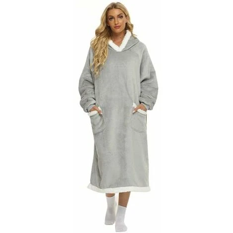 Peignoir Adulte,Peignoir De Bain Pour Femmes Peignoir De Bain à Capuche Avec Ceinture Et Poches, Doux Peignoir Confortable Pour La Douche Des Femmes