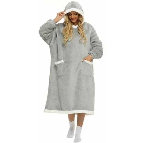 Peignoir Adulte,Peignoir De Bain Pour Femmes Peignoir De Bain à Capuche Avec Ceinture Et Poches, Doux Peignoir Confortable Pour La Douche Des Femmes – Image 2