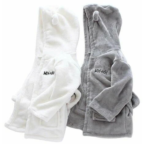 Vêtements D'intérieur En Flanelle - Peignoir Pour Enfants - Blanc NmTQs7vy8C – Image 4