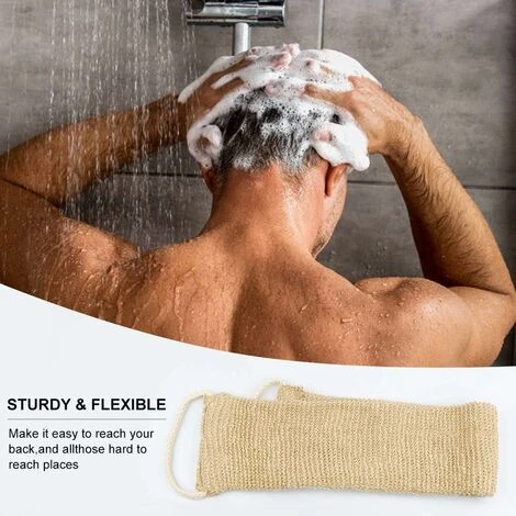 Brosse Exfoliante Pour Le Dos, En Chanvre, Sangle Dorsale Avec Gant Pour Le Bain, La Douche Homme Et Femme, Double Face Disponible â Image 5