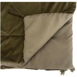 Edredon Imitation Velours - Sonia - L 180 X P 80 Cm - Kaki - Livraison Gratuite