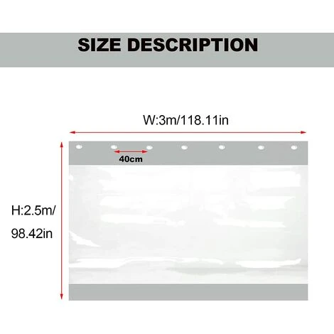 Rideau Exterieur Terrasse, Bache Transparente Avec Oeillets Et Crochet, 0.6mm Panneau PVC Plastique Rideau Impermeable Pour Garage Porches Terrasse Jardin, 3 Tailles â Image 3
