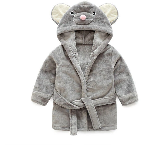 Blue Dream Peignoir En Flanelle Pour Enfants (gris Souris 110cm) Mignon Garçon Fille, Nouveau - Né Bébé Naissance Peignoir