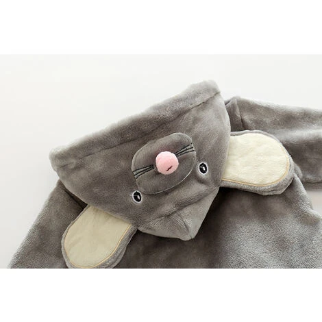 Blue Dream Peignoir En Flanelle Pour Enfants (gris Souris 110cm) Mignon Garçon Fille, Nouveau - Né Bébé Naissance Peignoir – Image 5