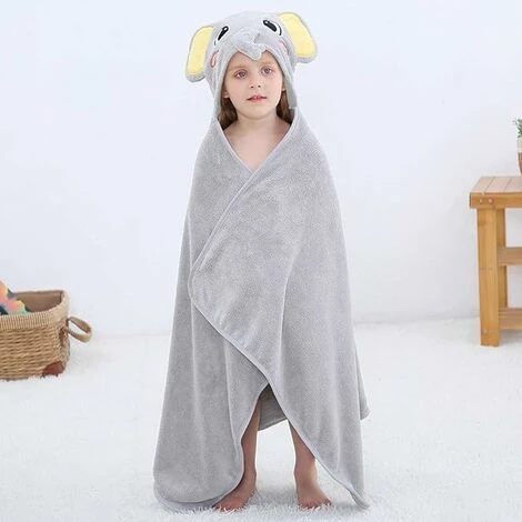 Blue Dream Bébé à Capuche Serviette De Bain (éléphant Gris 70 120cm) Mignon Animal Coton Poncho Serviette De Bain Pour Garçon Et Fille 0 - 6 Ans – Image 2