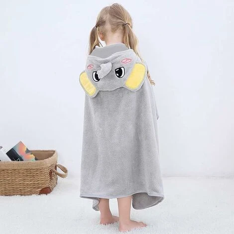 Blue Dream Bébé à Capuche Serviette De Bain (éléphant Gris 70 120cm) Mignon Animal Coton Poncho Serviette De Bain Pour Garçon Et Fille 0 - 6 Ans – Image 3