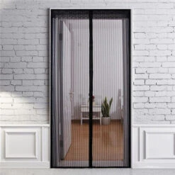 Déstockage Rideau De Porte Magnétique, Rideau à Mailles, Scellé Magnétiquement De Haut En Bas, Se Ferme Automatiquement, Maintient L'air Frais à L'intérieur Noir 90x210cm