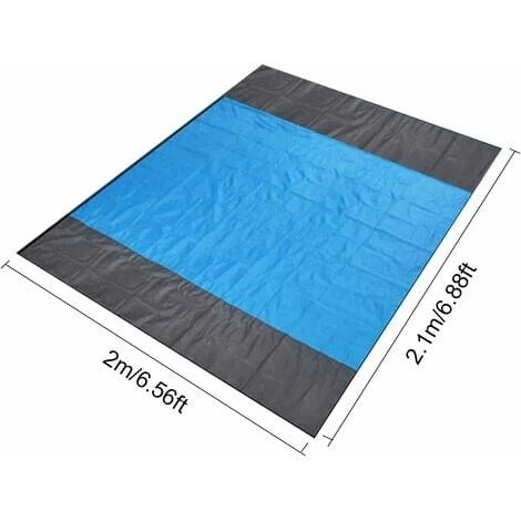 Couverture De Plage Extra Large 210 Cm X 200 Cm Imperméable Et Résistante Au Sable Couverture De Pique-nique Légère Pliable Avec 4 Clous Fixes Pour L'extérieur, Camping, Randonnée, Pique-niqu – Image 3