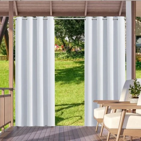 ELLE 1 Panneau Rideau Extérieur Et Intérieur Bloquant Le Soleil Rideaux à Œillets D'Intimité Pour Pergola Porche Pavillon Jardin Pelouse Couloir, 132213Cm, Blanc