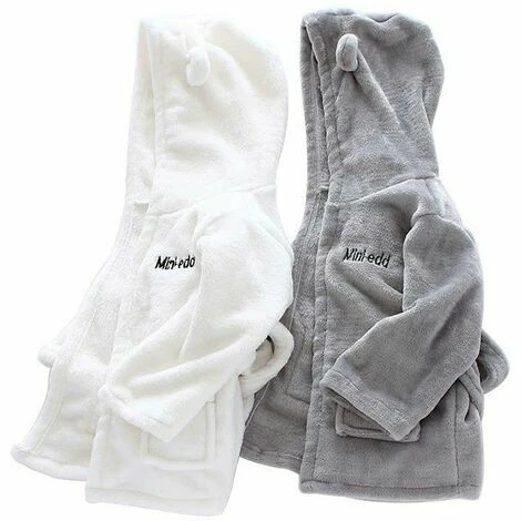 Vêtements D'intérieur En Flanelle - Peignoir Pour Enfants - Blanc – Image 4