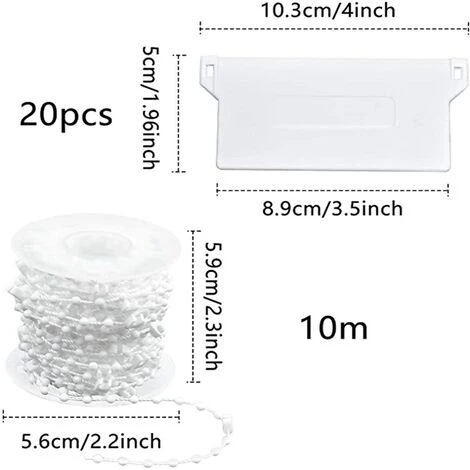 20 Pièces Stores Verticaux Poids Lattes Inférieures 89mm (3.5) X 10m Kit De Réparation De Store, Blanc – Image 2