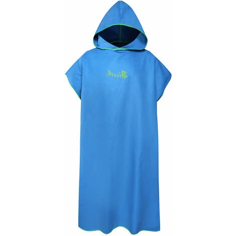 Surf Poncho Couverture De Plage En Microfibre à Capuche à Séchage Rapide Serviette De Bain Serviette De Bain Poncho De Plage Pour Adultes (Bleu)