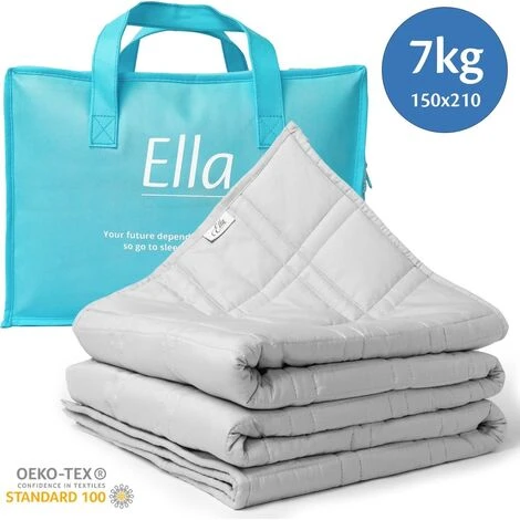 Générique Ella® Couverture D'alourdissement 7kg - 150 X 210cm - Couverture D'alourdissement - OEKO-TEX Coton - Gris Clair – Image 2