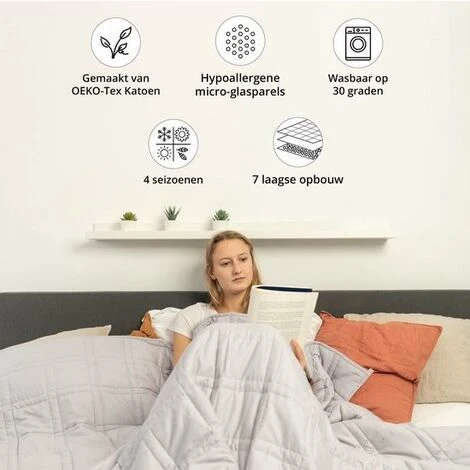 Générique Ella® Couverture D'alourdissement 7kg - 150 X 210cm - Couverture D'alourdissement - OEKO-TEX Coton - Gris Clair – Image 3
