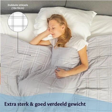 Générique Ella® Couverture D'alourdissement 7kg - 150 X 210cm - Couverture D'alourdissement - OEKO-TEX Coton - Gris Clair – Image 4