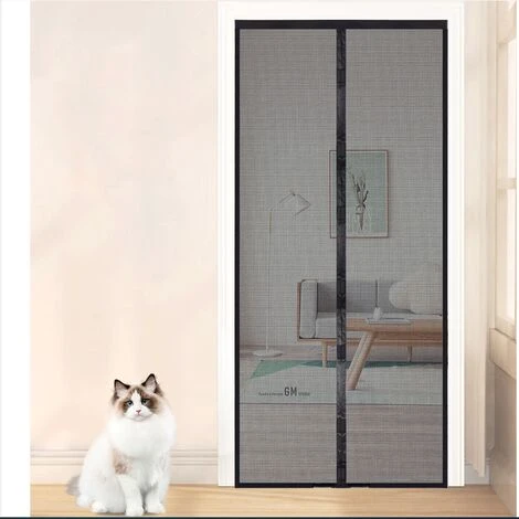 Nouvelle 80x200cm Moustiquaire Porte Magnétique Rideau Moustiquaire Pour Porte Rideau Anti Moustique Porte Moustiquaire Coulissante, Moustiquaire Aimantée à Scratch, Installation Facile, Noir – Image 2