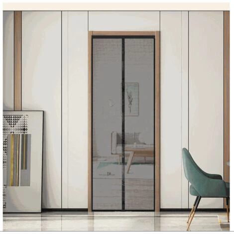 Nouvelle 80x200cm Moustiquaire Porte Magnétique Rideau Moustiquaire Pour Porte Rideau Anti Moustique Porte Moustiquaire Coulissante, Moustiquaire Aimantée à Scratch, Installation Facile, Noir – Image 3