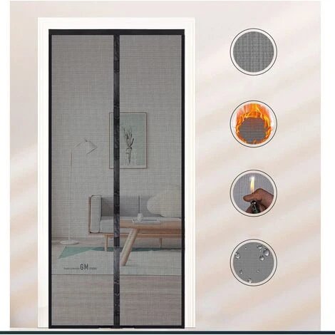 Nouvelle 80x200cm Moustiquaire Porte Magnétique Rideau Moustiquaire Pour Porte Rideau Anti Moustique Porte Moustiquaire Coulissante, Moustiquaire Aimantée à Scratch, Installation Facile, Noir – Image 4