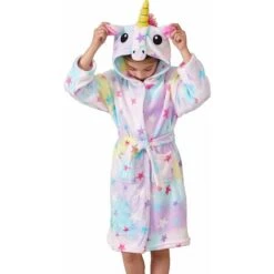 Peignoir à Capuche Licorne Doux Pour Enfants Peignoir à Capuche Vêtements De Nuit Cadeaux Licorne Pour Filles