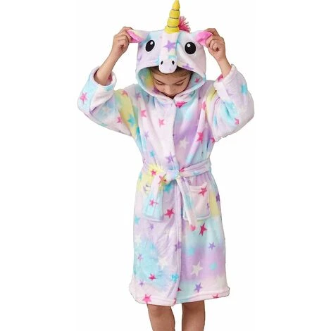 Peignoir à Capuche Licorne Doux Pour Enfants Peignoir à Capuche Vêtements De Nuit Cadeaux Licorne Pour Filles