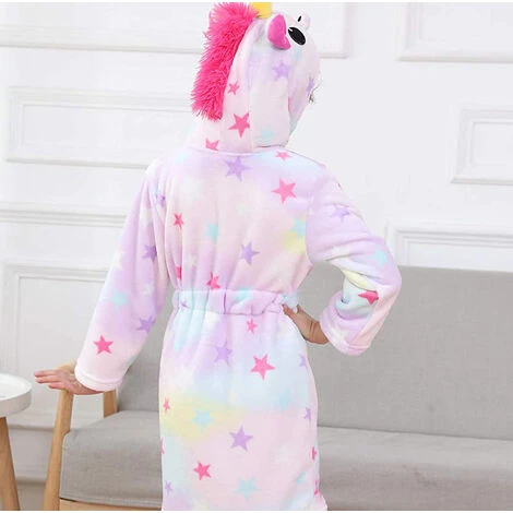 Peignoir à Capuche Licorne Doux Pour Enfants Peignoir à Capuche Vêtements De Nuit Cadeaux Licorne Pour Filles – Image 5