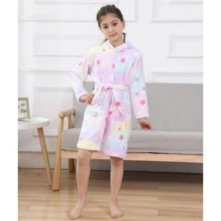 Peignoir Ă Capuche Doux Licorne Pour Enfants - Cadeaux Licorne Pour Filles