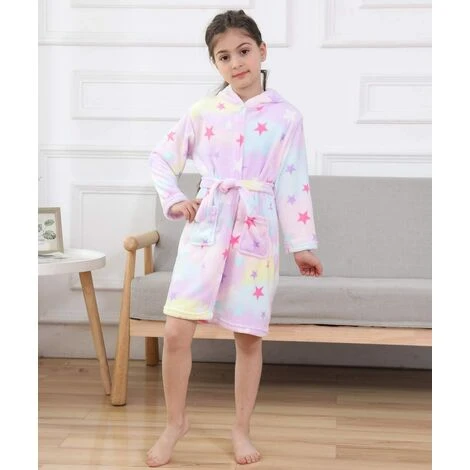 Peignoir à Capuche Doux Licorne Pour Enfants - Cadeaux Licorne Pour Filles