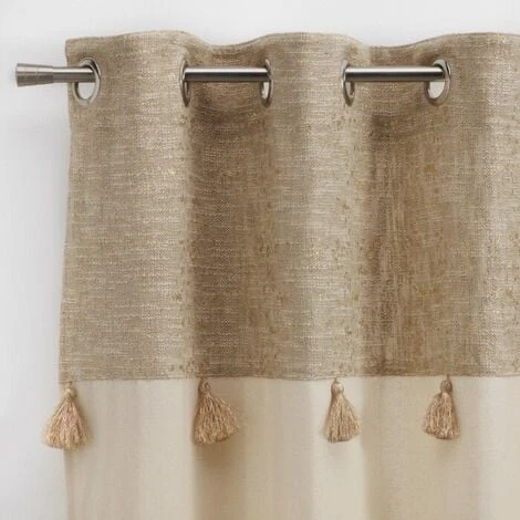 Rideau A Oeillets 140 X 240 Cm Polycoton Uni + Haut Métallisé Sultan Or – Image 2