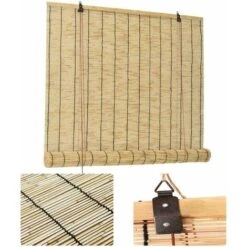 Store Enrouleur Bambou Exterieur, Rideau De Roseau Naturel TisséÀ La Main, Store À Rouleau, Portes Pergola Jardin Cour Extérieure Fenêtres Pare-Soleil Décoratifs (Couleur : WxH, Taille : 150x230cm(5