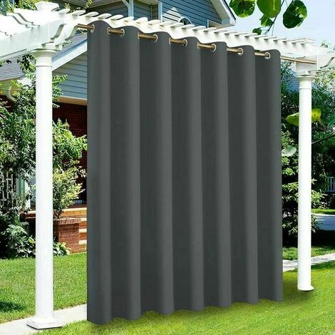 Rideau De Porte Occultant Et Imperméable Pour Extérieur, Jardin, Terrasse, Tonnelle Avec œillets Pour Porte Coulissante,1 Panneaux, 132X137cm