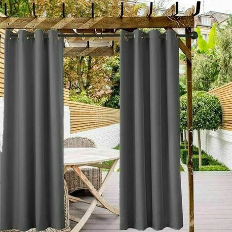 Rideau De Porte Occultant Et Imperméable Pour Extérieur, Jardin, Terrasse, Tonnelle Avec œillets Pour Porte Coulissante,1 Panneaux, 132X137cm – Image 3